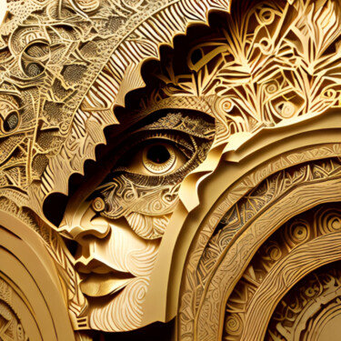 Arts numériques intitulée "Papercut Face" par Isra, Œuvre d'art originale, Image générée par l'IA