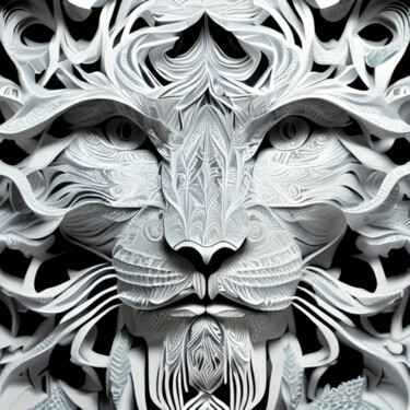 Digitale Kunst getiteld "Lion" door Isra, Origineel Kunstwerk, AI gegenereerde afbeelding