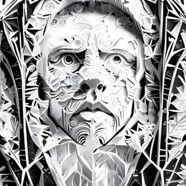 Arts numériques intitulée "Portrait-Papercut-zz" par Isra, Œuvre d'art originale, Image générée par l'IA