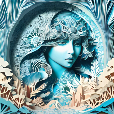 Digital Arts titled "BlueFace" by Isra, Original Artwork, AI generated image