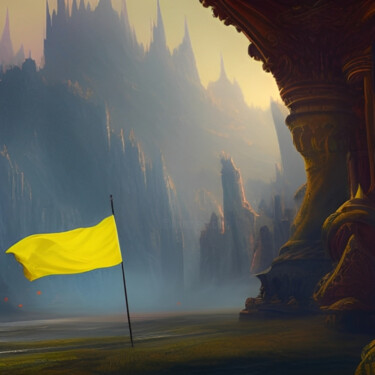 Digital Arts titled "Yellow Flag" by Isra, Original Artwork, AI generated image
