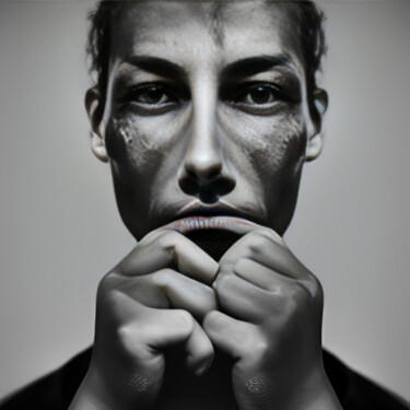 Digitale Kunst mit dem Titel "B&W Face" von Isra, Original-Kunstwerk, Fotomontage