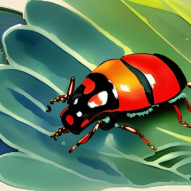 Arte digital titulada "Red Insect" por Isra, Obra de arte original, Fotografía digital