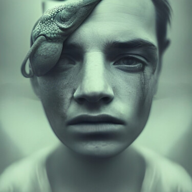 Digital Arts titled "Camaleón Face" by Isra, Original Artwork, Digital Photography