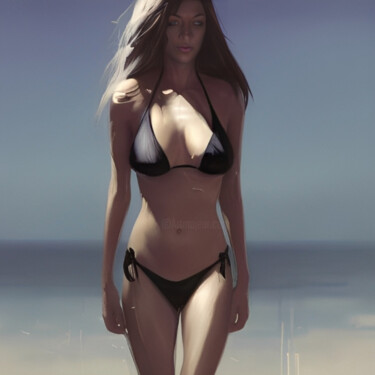 Цифровое искусство под названием "Black Bikini" - Isra, Подлинное произведение искусства, Цифровая фотография