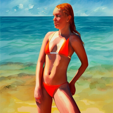 Digital Arts titled "Orange Bikini" by Isra, Original Artwork, Digital Photography