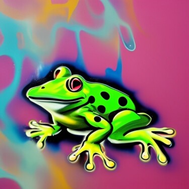 Grafika cyfrowa / sztuka generowana cyfrowo zatytułowany „Green Frog” autorstwa Isra, Oryginalna praca, Fotografia cyfrowa