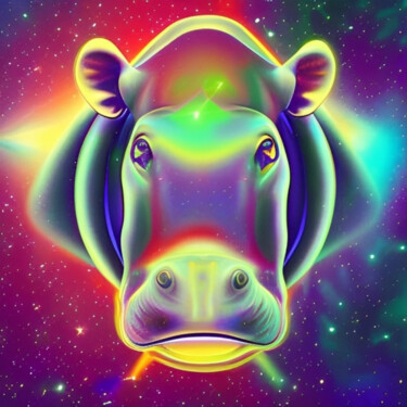 Digital Arts titled "Space Hippo" by Isra, Original Artwork, Digital Photography