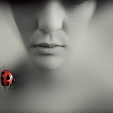 Digitale Kunst getiteld "Red Insect In Face" door Isra, Origineel Kunstwerk, Digitale fotografie