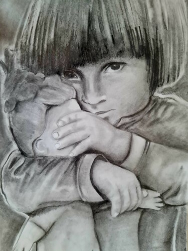 Rysunek zatytułowany „لقد نجوت من الحرب ب…” autorstwa Israa Farwati, Oryginalna praca, Ołówek