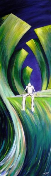 Peinture intitulée "tour d'ivresse vert" par Istok, Œuvre d'art originale