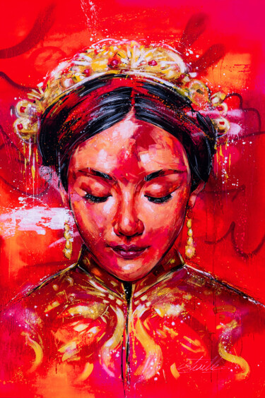 Painting titled "Mitsuko" by Istraille, Original Artwork, Acrylic Mounted on Wood Stretcher frame