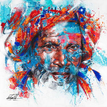 Painting titled "Yahya" by Istraille, Original Artwork, Spray paint Mounted on Wood Stretcher frame