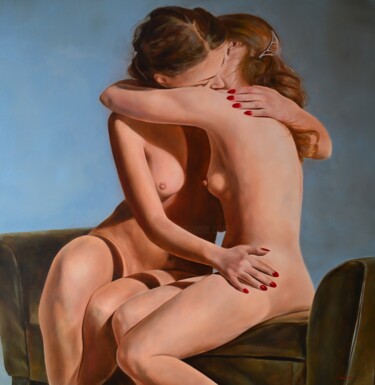 Pintura titulada "Taboo love 1." por Istvan Cene Gal, Obra de arte original, Oleo