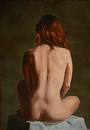 Malerei mit dem Titel "Nude from behind" von Istvan Cene Gal, Original-Kunstwerk, Öl Auf Keilrahmen aus Holz montiert