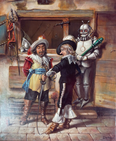 Painting titled "Cyrano & the weapon…" by István Ducsai, Original Artwork, Oil