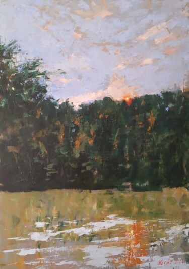 Картина под названием "Before the sun goes…" - István Kenéz, Подлинное произведение искусства, Масло Установлен на Деревянна…
