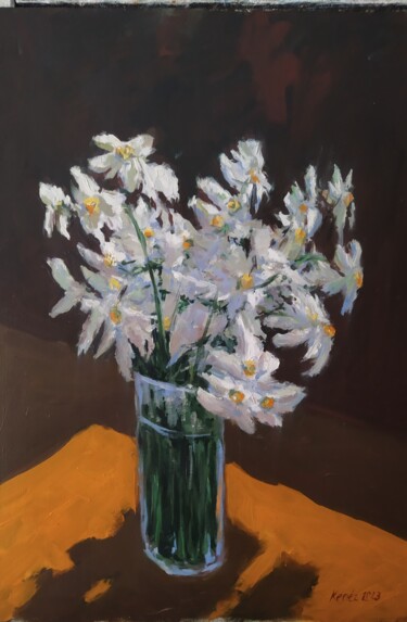 Pintura titulada "Flowers" por István Kenéz, Obra de arte original, Oleo Montado en Bastidor de camilla de madera