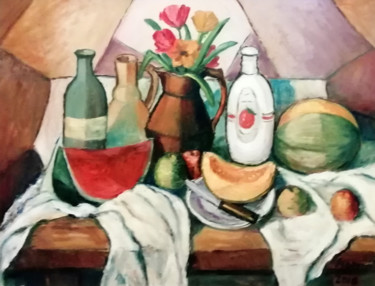 Pittura intitolato "Still life with mel…" da Istvan Mogyoro, Opera d'arte originale, Olio