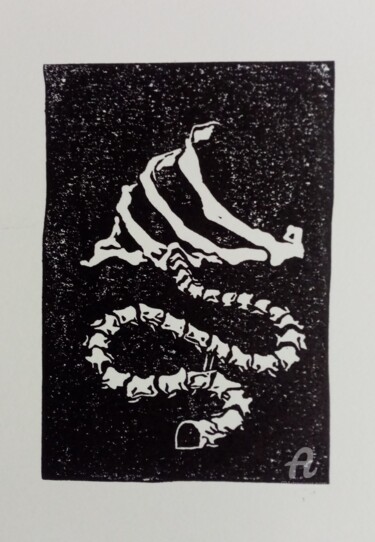Druckgrafik mit dem Titel "Cage thoracique" von Isys, Original-Kunstwerk, Linoldrucke