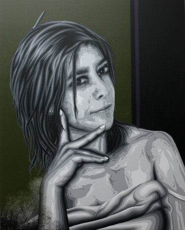 Malerei mit dem Titel "Maria Galvan" von Italo Somma, Original-Kunstwerk, Acryl Auf Keilrahmen aus Holz montiert