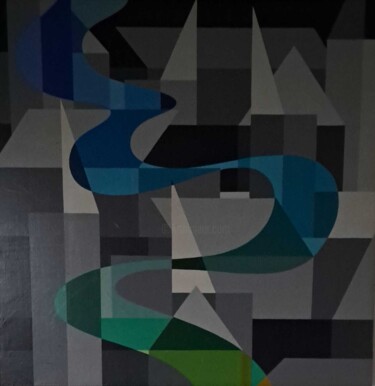 Картина под названием "Tensione 15" - Italo Somma, Подлинное произведение искусства, Акрил Установлен на Деревянная рама для…