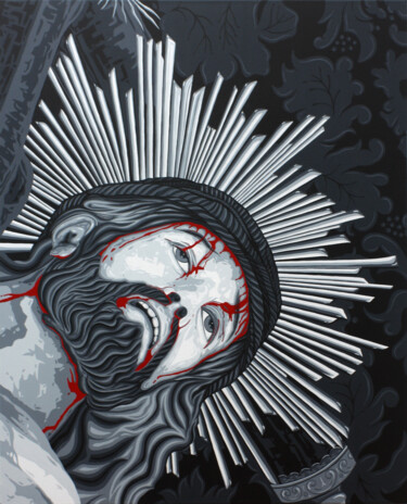 Painting titled "Cristo de Tacoronte" by Italo Somma, Original Artwork, Acrylic Mounted on Wood Stretcher frame