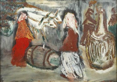 Pittura intitolato "Ritorno dai Campi" da Italo Turri "Monzon", Opera d'arte originale