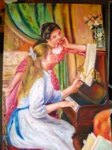 Schilderij getiteld "Aula de piano" door Itamar Da Cruz Francelino, Origineel Kunstwerk, Olie