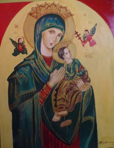 Pintura intitulada "Nossa Senhora do pe…" por Itamar Da Cruz Francelino, Obras de arte originais, Óleo