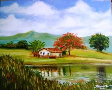 Painting titled "PAISAGEM" by Itamar Da Cruz Francelino, Original Artwork, Oil