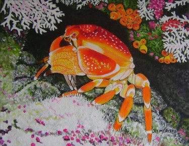 Pintura titulada "coral crab" por Ita Mercera, Obra de arte original, Acrílico