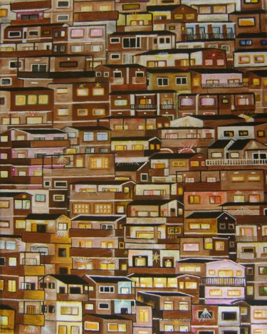 Pintura titulada "favela abstract noc…" por Ita Mercera, Obra de arte original, Acrílico