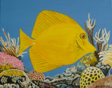 Pintura titulada "yellow tang butterf…" por Ita Mercera, Obra de arte original, Acrílico