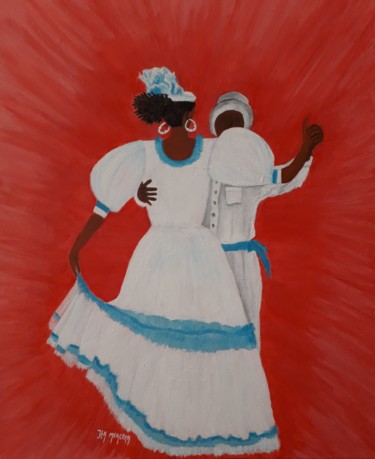 Painting titled "Dama criollo bailan…" by Ita Mercera, Original Artwork, Acrylic