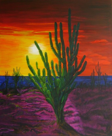 Pintura titulada "Cactus tree" por Ita Mercera, Obra de arte original, Acrílico