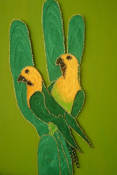 Textilkunst mit dem Titel "parkieten" von Ita Mercera, Original-Kunstwerk, Andere