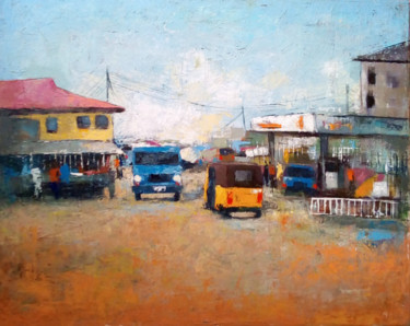 Painting titled "Unknown Street" by Samuel Itoya Odiboh, Original Artwork, Oil