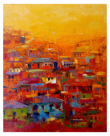 Peinture intitulée "City" par Samuel Itoya Odiboh, Œuvre d'art originale, Huile