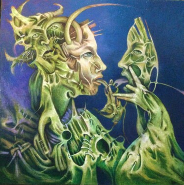 Painting titled "Diálogos consigo mi…" by Itzeel Reyes, Original Artwork, Oil