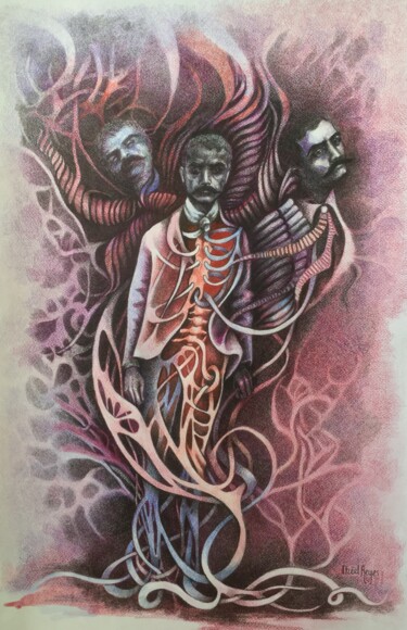 Drawing titled "Los tres rostros de…" by Itzeel Reyes, Original Artwork, Pencil