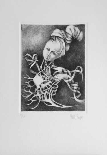 Printmaking titled "Desprendimiento de…" by Itzeel Reyes, Original Artwork, Engraving