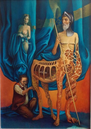 Painting titled "Tres realidades" by Itzeel Reyes, Original Artwork, Oil