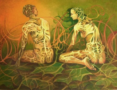 Pintura titulada "Diálogos" por Itzeel Reyes, Obra de arte original, Oleo Montado en Bastidor de camilla de madera