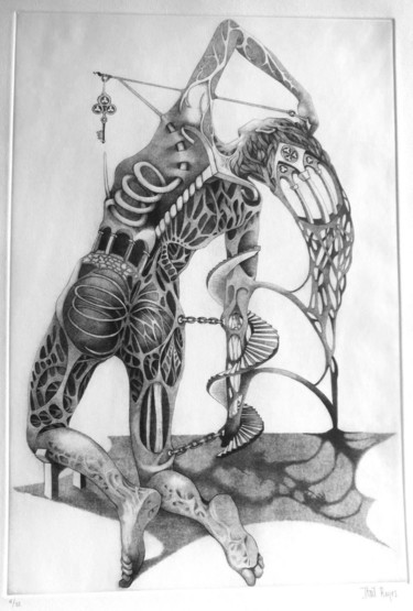 Gravures & estampes intitulée "la llave de la ciud…" par Itzeel Reyes, Œuvre d'art originale, Gravure
