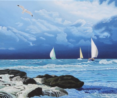 Painting titled "Opkomende storm" by Iulia Tabac, Original Artwork, Acrylic