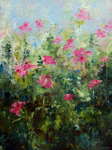 Painting titled "Meadow blooms / Луг…" by Elena Yudina, Original Artwork, Oil Mounted on Wood Stretcher frame