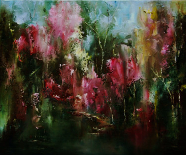 Pintura intitulada "Bloom / Цветение" por Elena Yudina, Obras de arte originais, Óleo Montado em Armação em madeira