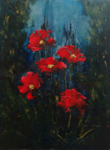 Peinture intitulée "Poppies / Маки" par Elena Yudina, Œuvre d'art originale, Huile