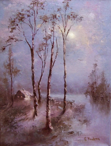 Malerei mit dem Titel "In the autumn silen…" von Elena Yudina, Original-Kunstwerk, Öl Auf Keilrahmen aus Holz montiert